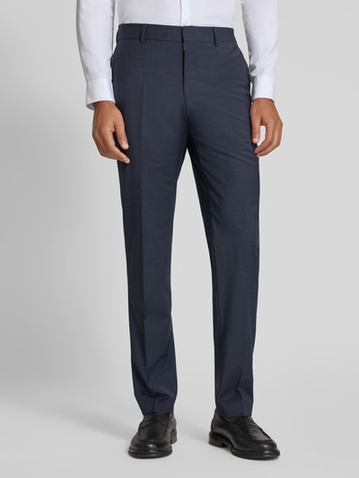 BOSS Slim fit pantalon van scheerwolmix, model 'GENIUS' Donkerblauw - 4