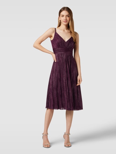 V.M. Knielanges Cocktailkleid mit Spaghettiträgern Bordeaux 4