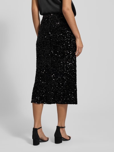 Vila High Waist Midirock mit Pailletten Modell 'FAITH' Black 5