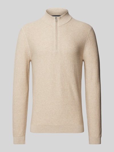 OLYMP Level Five Slim fit gebreide pullover met opstaande kraag Beige - 2