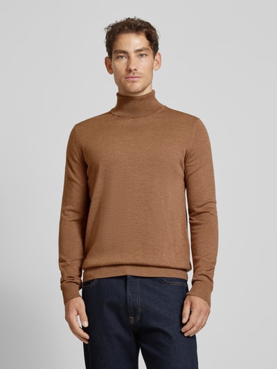 JOOP! Collection Rollkragenpullover aus reiner Schurwolle mit Teilungsnähten Mittelbraun 4