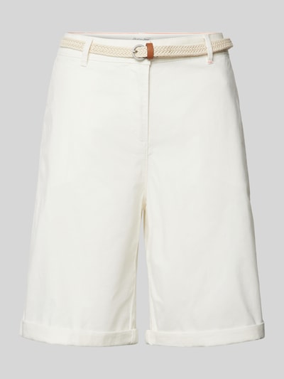 Christian Berg Woman Bermuda in effen design met riem Offwhite - 2