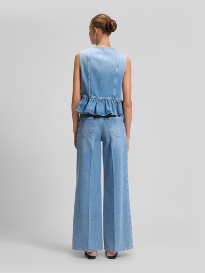 HUGO Wide Leg Jeans aus reiner Baumwolle mit Bügelfalten Hellblau 5