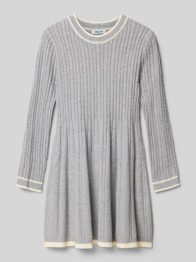 Mayoral Kleid mit Zopfmuster Mittelgrau Melange 1