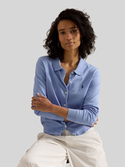 Polo Ralph Lauren Regular Fit Strickjacke aus Baumwoll-Mix Hellblau 6