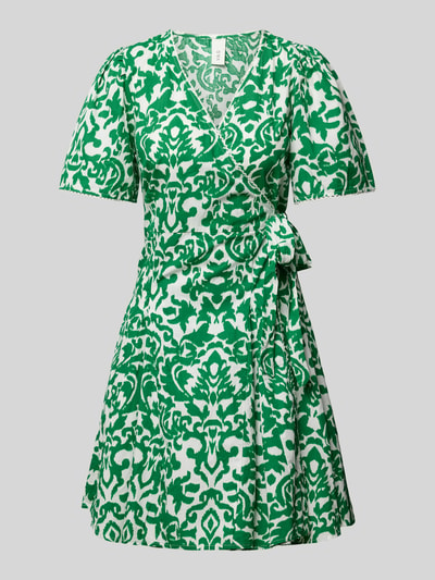 YAS Knielange jurk met all-over motief, model 'GREENA' Groen - 2