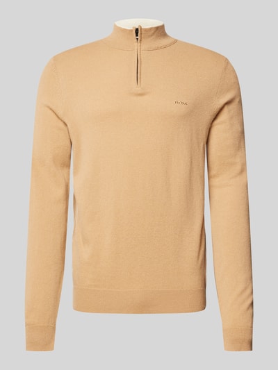 BOSS Gebreide pullover met opstaande kraag, model 'Emarlo' Middenbruin - 2