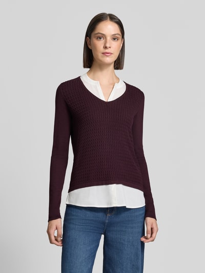 COMMA Longsleeve aus Viskose-Mix in Strick-Optik Bordeaux 4