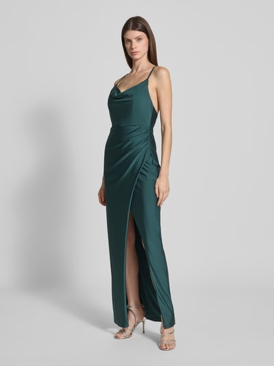 V.M. Sukienka wieczorowa z lejącym dekoltem i rozcięciem Ciemnozielony 1