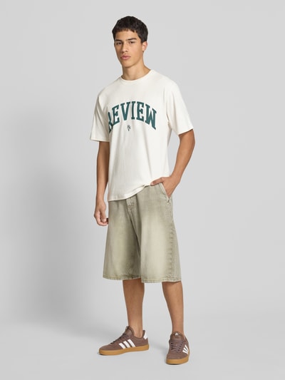REVIEW T-Shirt mit Label-Print Offwhite 1