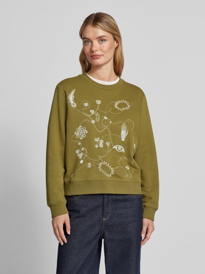 Scotch & Soda Sweatshirt mit Motiv-Stitching Oliv 4