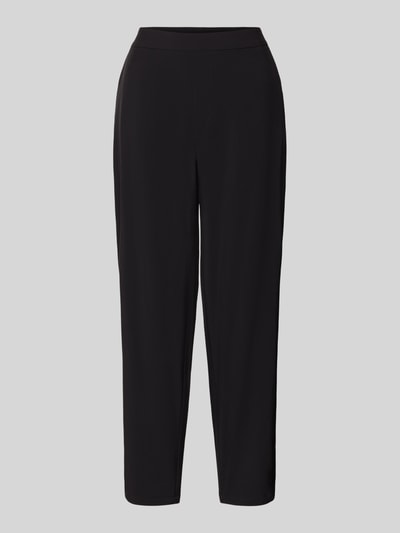 Produktfoto, Hose in verkürzter Passform mit Eingrifftaschen von Oui, schwarz, glatte Oberfläche, gerade Form, Damen Hose, Material-Mix mit Stretch-Anteil
