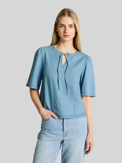 Tom Tailor Denim Relaxed Fit Bluse mit Schleifen-Detail Hellblau 4