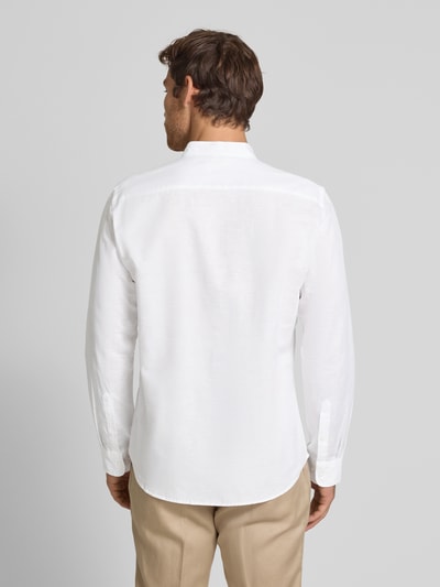 Jake*s Slim Fit Freizeithemd aus Leinen-Baumwoll-Mix Weiss 5