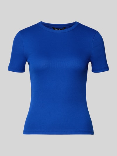 Produktfoto, Slim Fit T-Shirt met viscose model 'LUPE' van ONLY in effen kobaltblauw, dames t-shirt van ONLY, gladde structuur