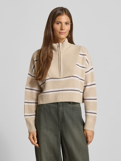 Staud Korte gebreide pullover van puur kasjmier Zand - 4