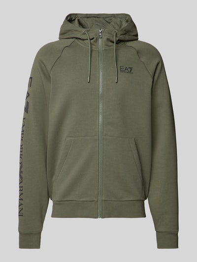 EA7 Emporio Armani Sweatjacke mit Logo-Prints und Kapuze Oliv 2