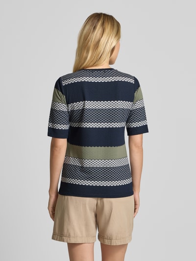 Betty Barclay T-shirt met geribde ronde hals Marineblauw - 5