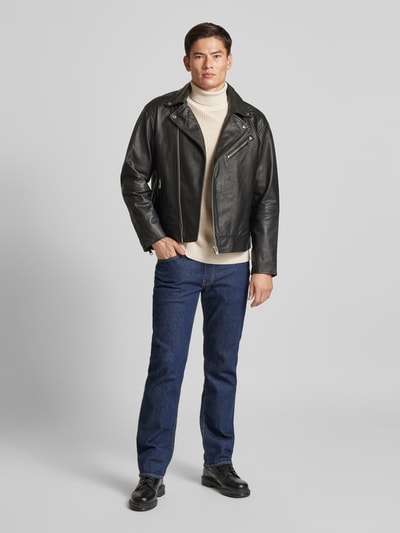 Jack & Jones Premium Kurtka w stylu Biker z kieszeniami zapinanymi na zamek błyskawiczny model ‘VINCE’ Czarny 1