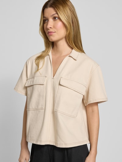 JAKE*S STUDIO WOMAN Relaxed fit jeansblouse met klepzakken op de borst Offwhite - 3