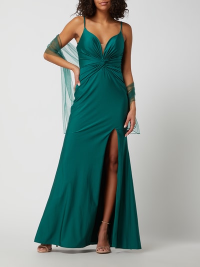 Luxuar Abendkleid mit Drapierung Gruen 6