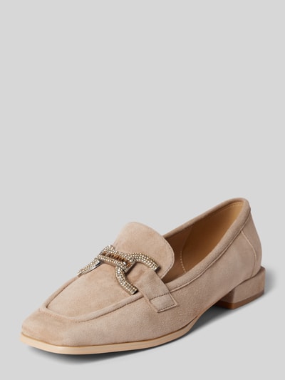 ALMA EN PENA Loafers mit Strasssteinbesatz Beige 1