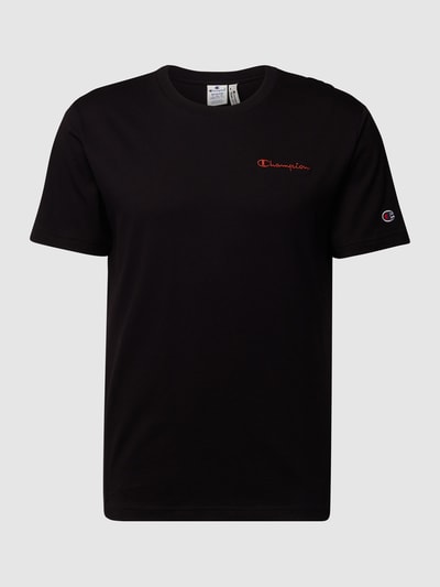 CHAMPION T-shirt z wyhaftowanymi logo Czarny 2