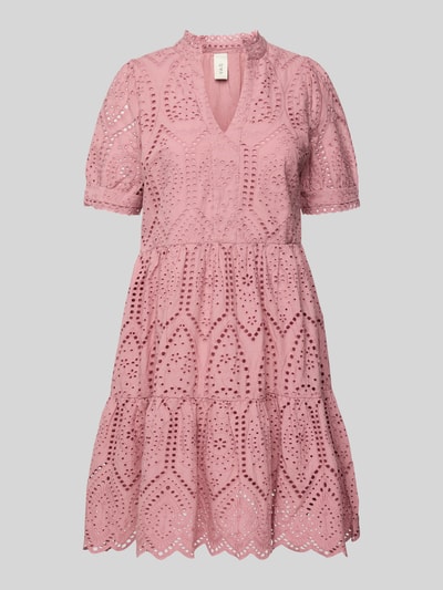 YAS Mini-jurk met broderie anglaise, model 'Holi' Rosé - 2