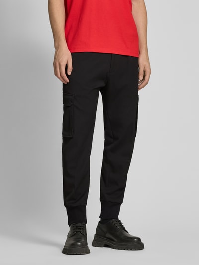 HUGO Tapered Fit Cargohose mit Strukturmuster Modell 'Glavin' Black 4