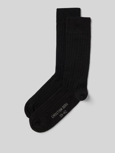 Christian Berg Men Socken mit Label-Print im 2er-Pack Black 1