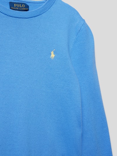 Polo Ralph Lauren Kids Sweter z dzianiny z wyhaftowanym logo Błękitny 2