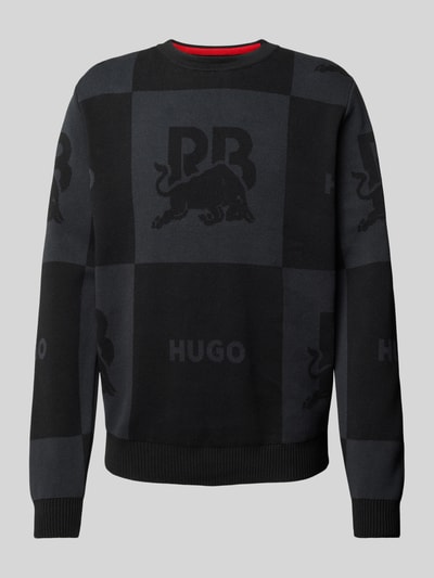 HUGO Strickpullover mit Rundhalsausschnitt Modell 'Sormel' Black 2