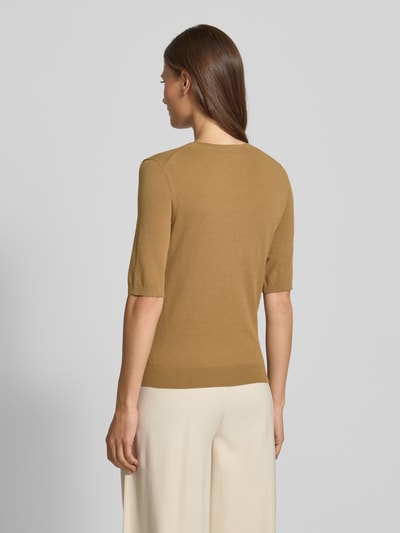 Luisa Cerano Strickshirt aus Viskose-Mix mit Rundhalsausschnitt Camel 5