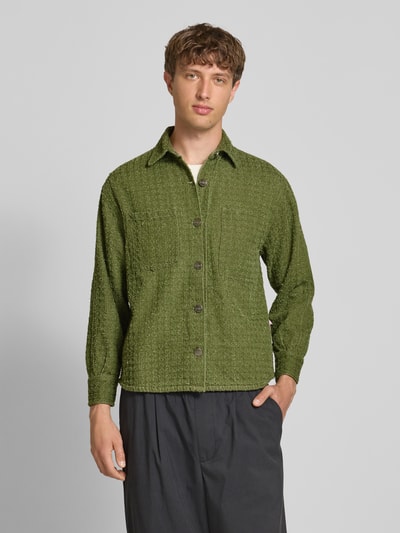 ANOTHER COTTON LAB Hemdjacke mit Strukturmuster Modell 'Distressed' Hellgruen 4