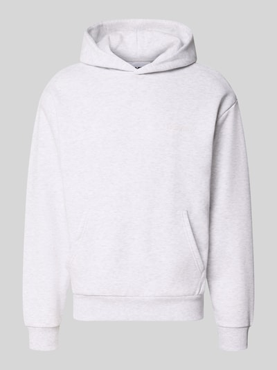 Produktfoto, Relaxed Fit Hoodie aus Baumwoll-Mix mit Label-Detail von REVIEW, hellgrau, Känguru-Tasche, elastische Abschlüsse, glatte Struktur