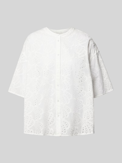 Milano Italy Blouse met broderie anglaise Wit - 2