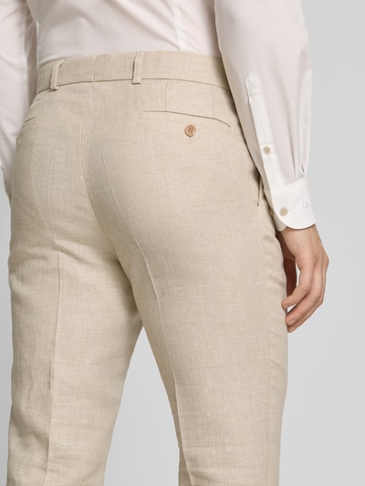 Carl Gross Slim Fit Leinenhose mit Bügelfalten Modell 'Shiver' Beige 3