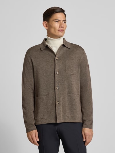 MAERZ Muenchen Regular fit overhemdjack met knoopsluiting Hazelnoot - 4