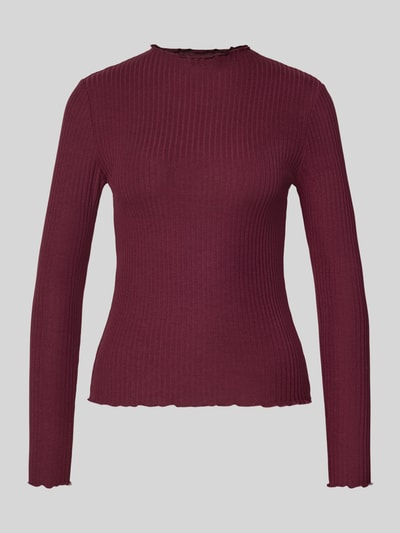 ONLY Slim Fit Langarmshirt mit Viskose-Anteil Modell 'EMMA' Bordeaux 1