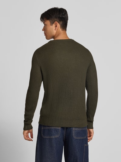 JACK & JONES Strickpullover mit Rundhalsausschnitt Modell 'PANNEL' Oliv 5