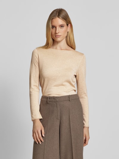 s.Oliver RED LABEL Regular fit fijngebreide pullover met rolrand Beige - 4