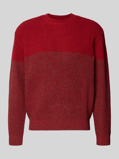 Productfoto, Strickpullover met ronde hals van Armani Exchange voor heren van katoenmix in regular fit, grof tricot, ruglengte maat M 66 cm, mouwlengte maat M 75 cm