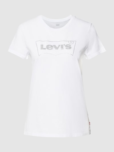 Levi's® T-Shirt mit Label-Print in Metallic Modell 'THE PERFECT TEE' Weiss 2