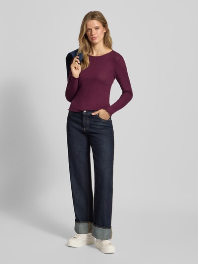 ONLY Slim Fit Langarmshirt aus reiner Baumwolle Modell 'CARLOTTA' Bordeaux 1