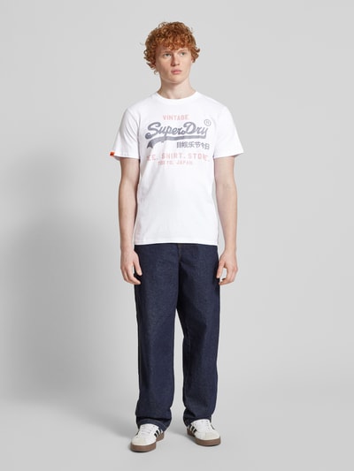 Superdry Relaxed fit T-shirt met labelprint Wit - 1