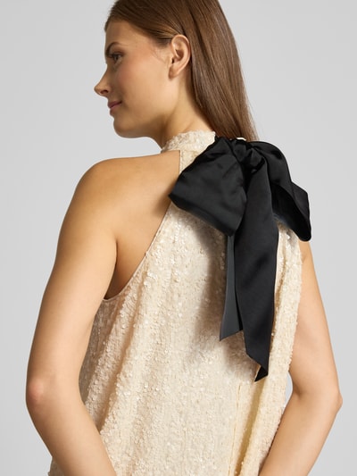 Jake*s Cocktail Sukienka koktajlowa z cekinami i stójką Beżowy melanż 3