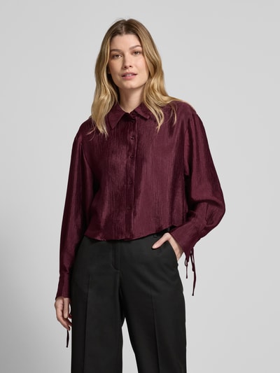 Vero Moda Relaxed Fit Langarmbluse aus fließendem Viskose-Mix Modell 'RAQUEL' Bordeaux 4