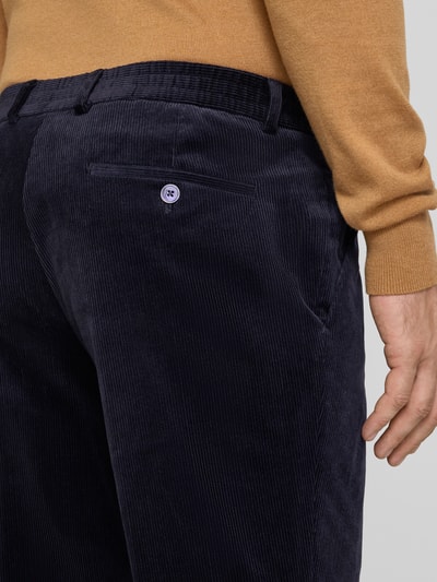 MCNEAL Regular fit corduroy broek met bandplooien Marineblauw - 3