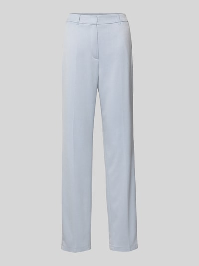 Produktfoto, Regular Fit Weite Hose aus Viskose-Mix von s.Oliver BLACK LABEL, hellblaue Farbe, Allover-Muster, Wide Leg, Gürtelschlaufen, Schiebehaken, seitliche Eingrifftaschen