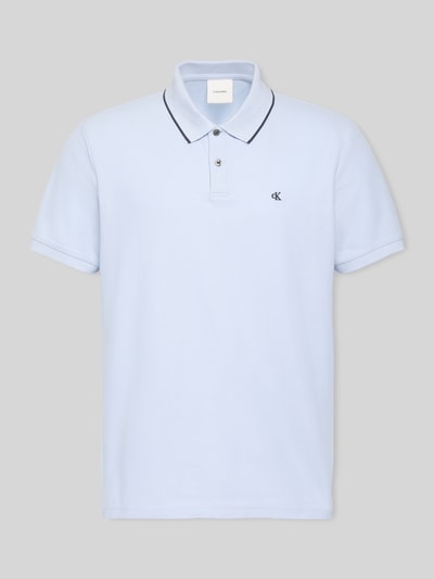 CK Calvin Klein Poloshirt mit Logo Stitching aus reiner Baumwolle Sky 2